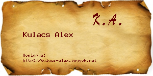 Kulacs Alex névjegykártya